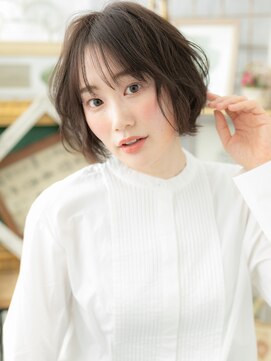 カバーヘア イヴ 戸頭店(COVER HAIR EVE) シースルーバング小顔くせ毛風ボブパーマa戸頭20代30代40代