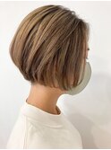 グレージュカラーボブウルフ黒髪ココアベージュ