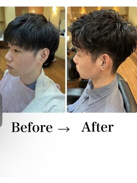 ヨシザワインク ハコザキ 水天宮前 日本橋人形町(YOSHIZAWA Inc.HAKOZAKI) ビフォーアフター/刈り上げ/ツーブロック/ショートパーマ/メンズ