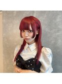 ハイトーン10代20代レッドカラー黒メッシュプルエクステ