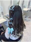 編みたらしお花×レースアップ