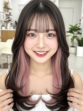 ミーム 原宿 表参道(meme) ”韓国風インナーカラー×レイヤーカット