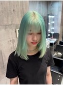 くびれヘアアプリコットオレンジハイライトカラーブルーカラー
