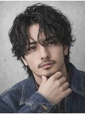 大人ルーズ波巻きセンターパートウルフ シャドウパーマ/渋谷