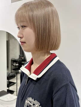 ラミエバイメルト 下北沢(lamie by melt) 春夏ケアブリーチミルクティーベージュボブレイヤー顔周り下北沢