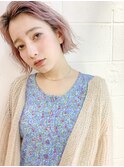 【SeeK NEXT】フェザーボブ　ハイライトカラー　ピンクベージュ