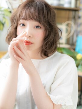 カバーヘア ブリス 川口(COVER HAIR bliss) オン眉前下がりくせ毛風カットウルフパーマa川口20代30代40代