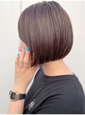 ツヤボブ/ミニボブ/グレージュマロンカラー30代40代50代