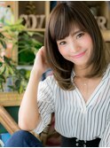 斜め前髪オリーブアッシュレイヤーカットc6戸田公園20代30代40代