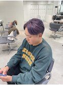 ラベンダーカラー ダブルカラー メンズカット センター分け