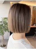 横浜西口大人ショートレイヤーカットベージュカラー丸みボブ★