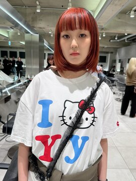 ダブ アオヤマ(DaB AOYAMA) 「オレンジレッド」×「ブラウン」コントラストボブ