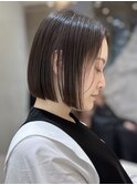 表参道酸性ストレートパーマ艶髪ショート梅雨対策グレージュ40代