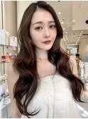 【MINX】くびれヘアアプリコットオレンジハイライトカラー表参道