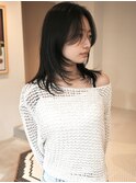 " ミディアムレイヤー "/顔周り/シースルー/韓国スタイル
