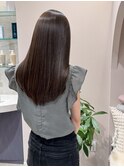 サラツヤロングベージュカラーブリーチしない透明感カラー