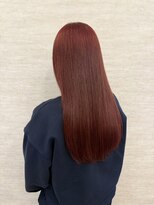 ネウィ 大分中央町店(newi) 高発色チェリーレッド艶髪ストレートロングダブルカラーブリーチ
