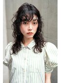 顔まわりレイヤー スパイラルパーマ