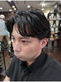 フェザーパーマ × センターパート・ツーブロック