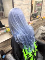 オズ 梅田店(OZ)&nbsp;クリスタルブルー×レイヤーカット/バージンレミーエクステ60枚