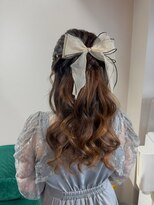 コアブラン 原宿 明治神宮前(CORE blanc)&nbsp;ハーフアップダウンスタイルリボンアレンジ編み込み表参道原宿