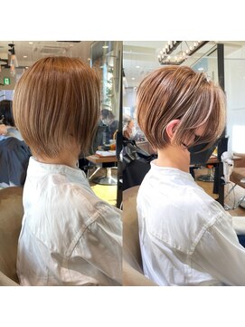 バンプ ギンザ(BUMP GINZA) 30代、40代/丸みとくびれショートボブ×白髪ぼかしハイライ