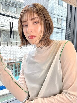 トルネード(TORNADO) 前髪あり切りっぱなしボブパーマ 極細ハイライト スプリングt227