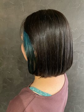 トータルビューティサロン シェリ(total beauty salon cheri) グレージュ×グリーン【アクセントカラー】