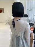 10代20代ミニボブ切りっぱなしボブぷつっとカットブルーブラック