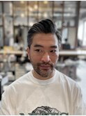 大人海外メンズ七三分けサイドパートフェードカット：尾上　雄輝