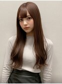 小顔レイヤーロングベージュ20代30代40代くびれミディ韓国ヘア