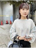 暖色/レッド/ローライト/切りっぱなしボブ/ミディアム
