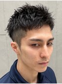 【ツーブロ大人ビジネスアップバングツイストスパイラルパーマ】