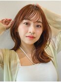 Unami くびれミディアム　シースルーバング　外はねパーマ