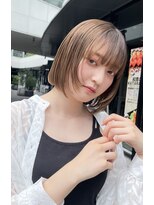 オーガニックマインド 坂戸 鶴ヶ島(organic+mind)&nbsp;大人可愛い切りっぱなしひし形レイヤーカットモカベージュ