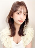 くびれヘアアプリコットオレンジ夏ヘアハイライトカラー