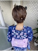 浴衣ヘア　ボブアレンジ　アップヘア　アップスタイル