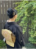 留袖着付けとシンプルヘアセット