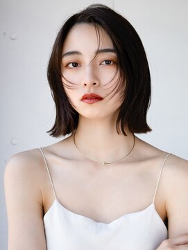 エインアンリー 明治神宮前(AIN.ANLY.) 3耳かけボブパーマオリーブベージュボブウェーブミディアム小顔