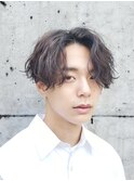 波打ちセンターパート波巻きスパイラルパーマ束感サイドパート