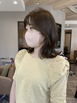 コバルト(Cobalt) 韓国風エギョモリ★くびれ外ハネミディ大人可愛い透明感オリーブ