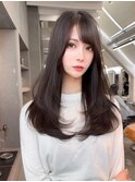 ブリーチなしグレージュ×エアリーロング×レイヤーカット