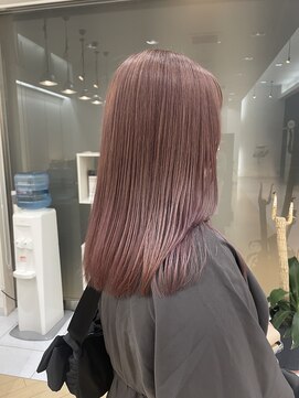 ユニ バイ マグ 長野店(Uni.by Mag) 大人ガーリー透明感ブリーチピンクベージュカラー