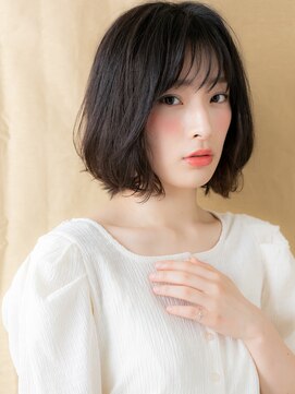 カバーヘア ブリス 川口(COVER HAIR bliss) 伸ばしかけ乾かすだけ抜け感黒髪小顔ボブウルフX川口30代40代