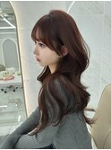 韓国レイヤーカット/ブリーチなしダブルカラー/チェリーレッド