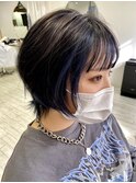 【お客様スタイル】ウルフカット×インナーネイビー