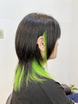 ヘアアーク(HAIR arc) レイヤー#インナーカラーネオンライム#奏の杜#京成津田沼