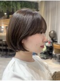 ミニボブ髪質改善トリートメント艶カラーグレージュ