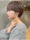 小顔ふんわりショート簡単スタイリングブリーチなしカラーS55