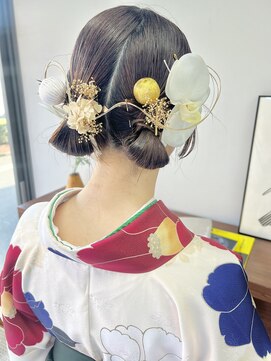 ヘアー アイス 御器所本店(HAIR ICI) ツインシニヨン艶感結婚式褒められる♪お団子ヘアアレンジ